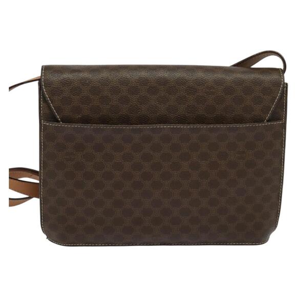 CELINE Macadam Canvas Coin Shoulder Bag Pvc Leather Brown Gold - Picture 3 of 12